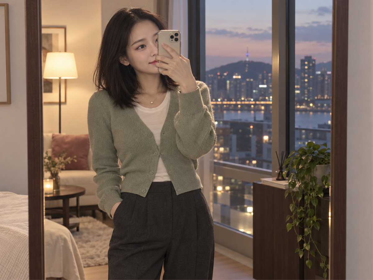 경기도 용인시 이동과 방문 일정을 안내하는 젊은 성인 한국 여성 관리사